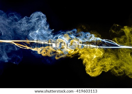 gold fire and blue fire background, yellow and blue fire on balck background