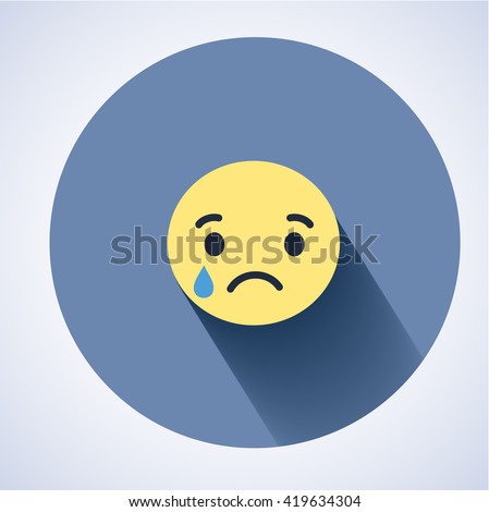 Emoticon. Flat Character Icon. Sad depressive icon. Facebook new icon. Sad icon