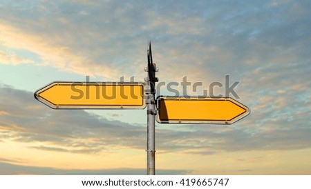 empty two Way Street Sign on sunset background