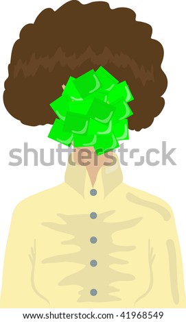 Vector illustration of lady with stickers on her face