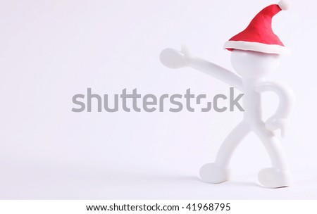 White icon of christmas man over white background. Space to insert text or design