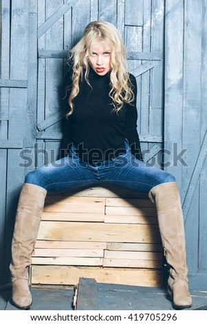 Blonde in boots