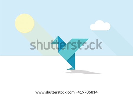 Paper origami flat bird