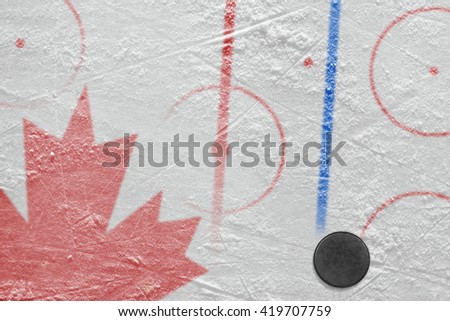 Hockey Playground, washer and a schematic representation of the Canadian flag. Concept