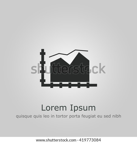 Vector illustration of area chart sign icon on grey background.