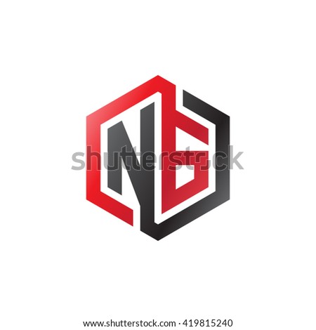 NG initial letters looping linked hexagon logo black red