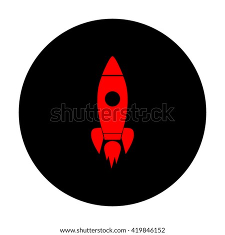 Rocket sign. Red vector icon