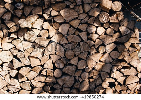 wooden logs stacked. wood texture