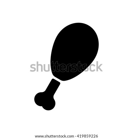 Chicken or turkey leg icon. Silhouette flat design vector illustration
