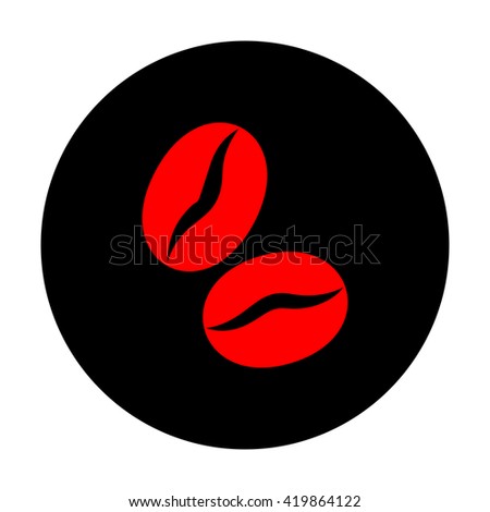 Coffee grains. Red vector icon