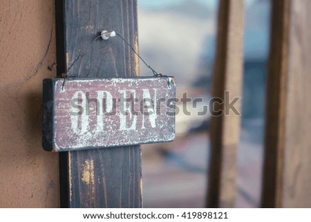 Open sign on  door