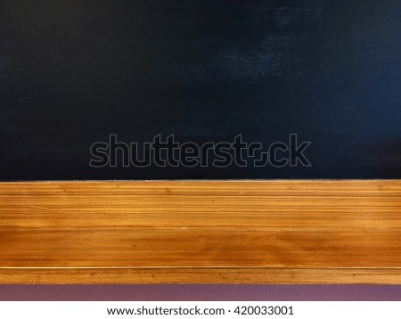 blackboard texture with wooden shelf background