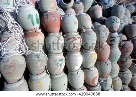 amphoras for catching octopus island of djerba in Tunisia tourist oasis