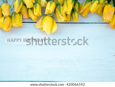 birthday card with yellow roses