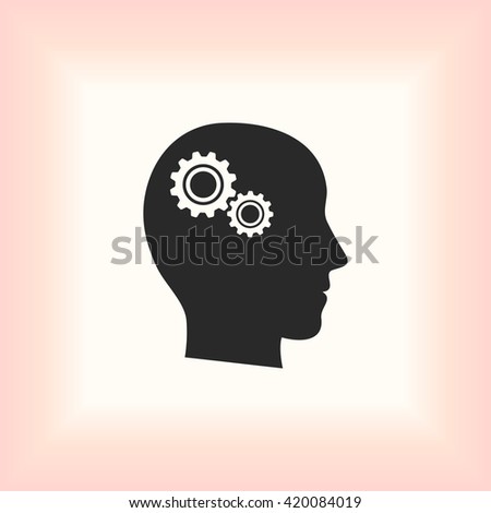 Pictograph of gear in head icon