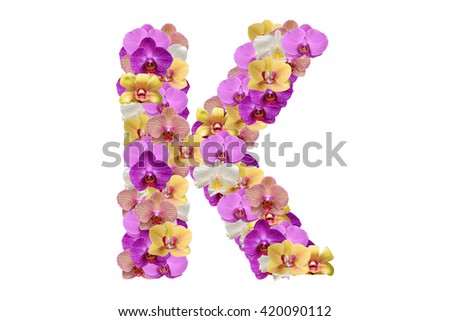 Letter k made of flowers