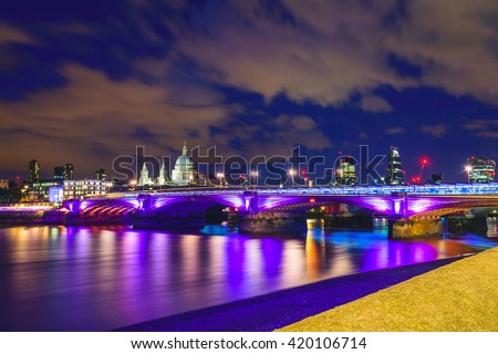 Black friars bridge at night, London, UK