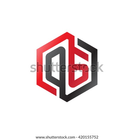 OG initial letters looping linked hexagon logo red black