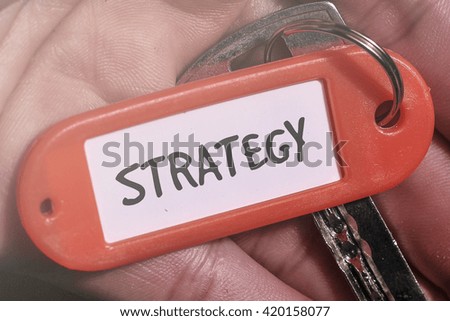 STRATEGY word written on key chain