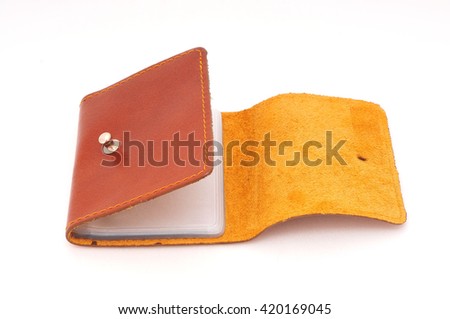 Leather purse cards isolated on a white background.