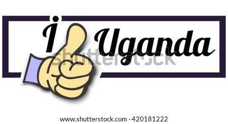 Frame " I Like Uganda " Thumb Up! Vector graphic logo eps10.