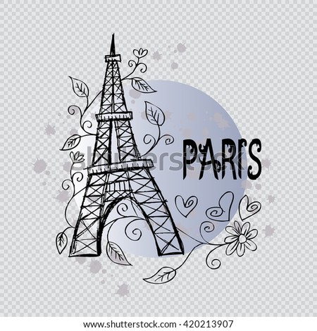  Eiffel tower. Hand drawing illustration.