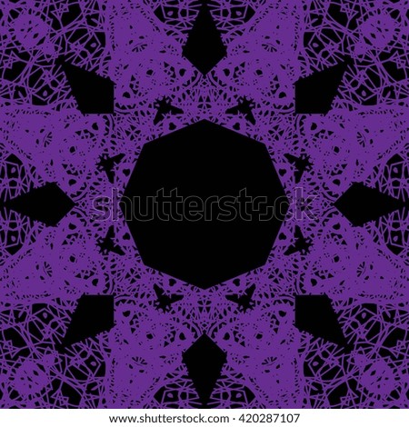 Pattern for wallpaper and textile. Seamless pattern. Purple abstract floral ornament on black background

