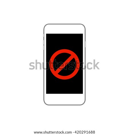 IPhone with blocked screen vector illustration. White smartphone flat vector illustration, isolated on white. Smartphone icon blocked screen. Smartphone Icon Vector. Phone Picture. Phone Icon Image.