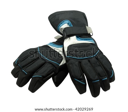 Winter ski gloves isolated on white background