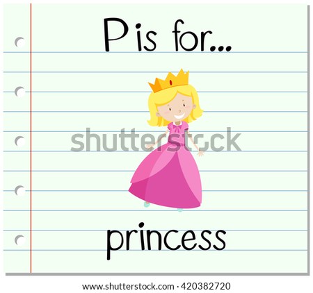 Flashcard letter P is for princess illustration