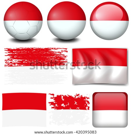 Indonesia flag on different items illustration