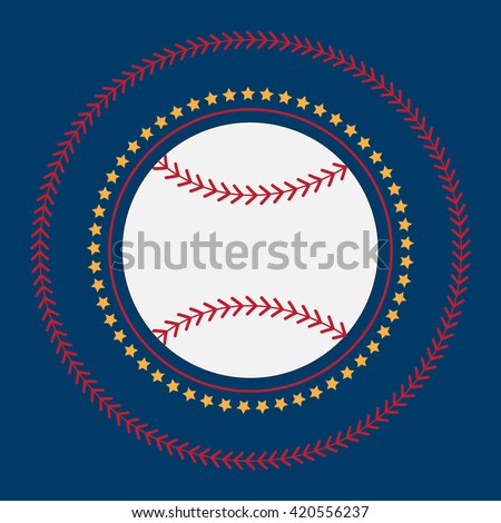 Baseball icon vector flat illustration. Baseball club logo. Baseball emblem. The symbol of a baseball on a dark background, Stitch and stars