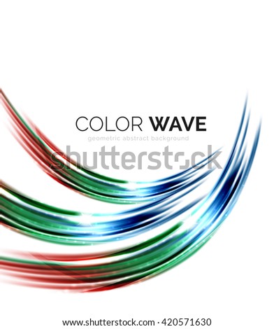 Blurred vector wave design elements with shiny light effects