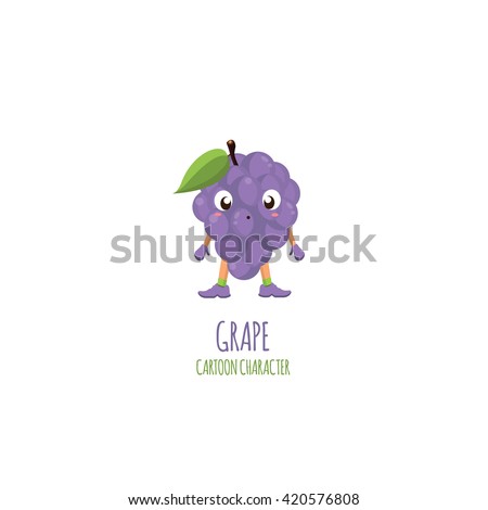 Grape Flat Vector Character