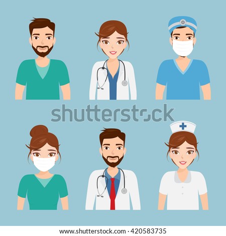 Set of avatar doctor character for medicine.