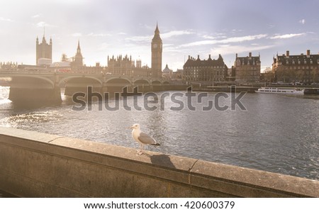View houses of Parliament, Big Ben and Westminster bridge