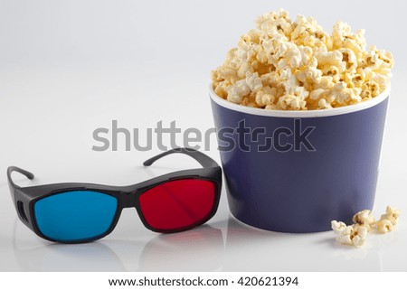 Popcorn and 3D glasses