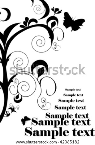 black and white decorative design with butterfly