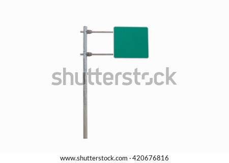Blank Green Road Sign Isolated on White background