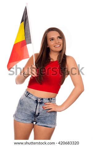 Woman and Belgian flag.