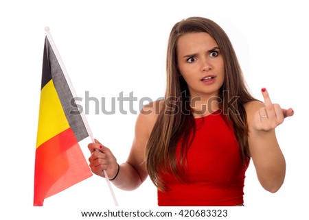 Woman and Belgian flag.