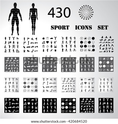 Sport fitness icons set illustration