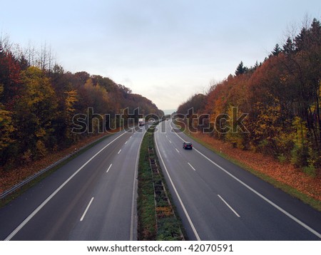 German autobahn in the autumn Royalty-Free Stock Photo #42070591