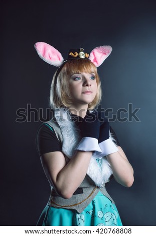 Girl in a bunny suit from a fairy tale