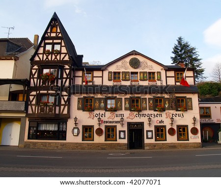 Lovely ancient hotel in small town Altenahr Germany Royalty-Free Stock Photo #42077071