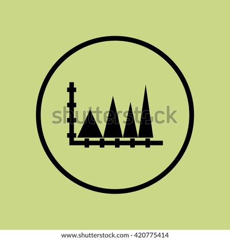 Vector illustration of triangle sign icon on green circle background.
