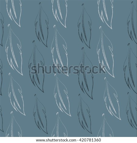 Hand drawn seamless feather pattern