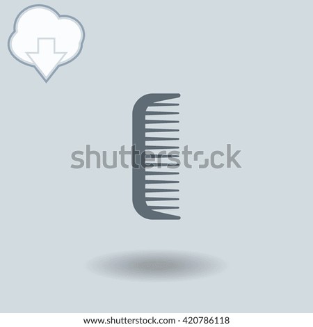 Comb icon with shadow. Cloud of download with arrow.