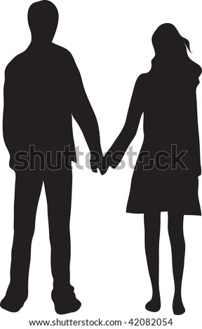 Clip art illustration of a couple holding hands.