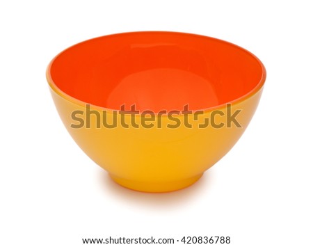 Orange and yellow colors ceramic bowl isolated on white background